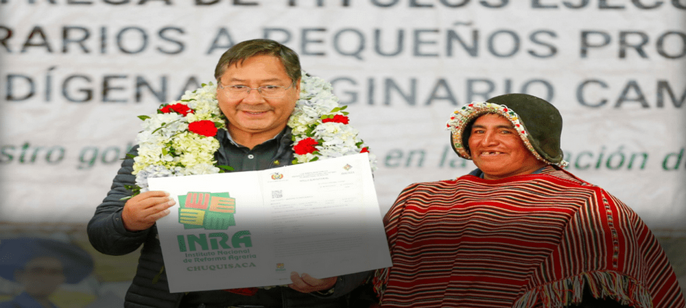935 títulos agrarios para Chuquisaca y casi el 100 por ciento de tierras saneadas, el presidente Arce hizo la entrega