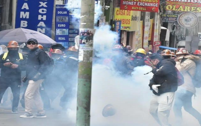 La COB intensifica sus protestas, el Gobierno se niega a la abrogación del DS 5503, posiciones inflexibles en medio de dinamitazos y gases en La Paz